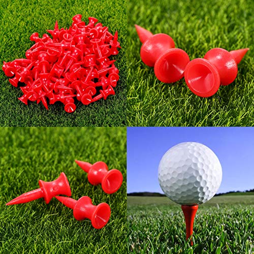 Tees-de-Golf-de-Plastico-31mm-Tees-Cortos-de-Golf-Tees-de-Golf-Lrrompible-Golf-Tees-Rojo-Castle-Tee-Durable-Plastico-Tees-de-Golf-para-Profesional-Accesorios-para-el-Campo-Talla-unica-100-Piezas