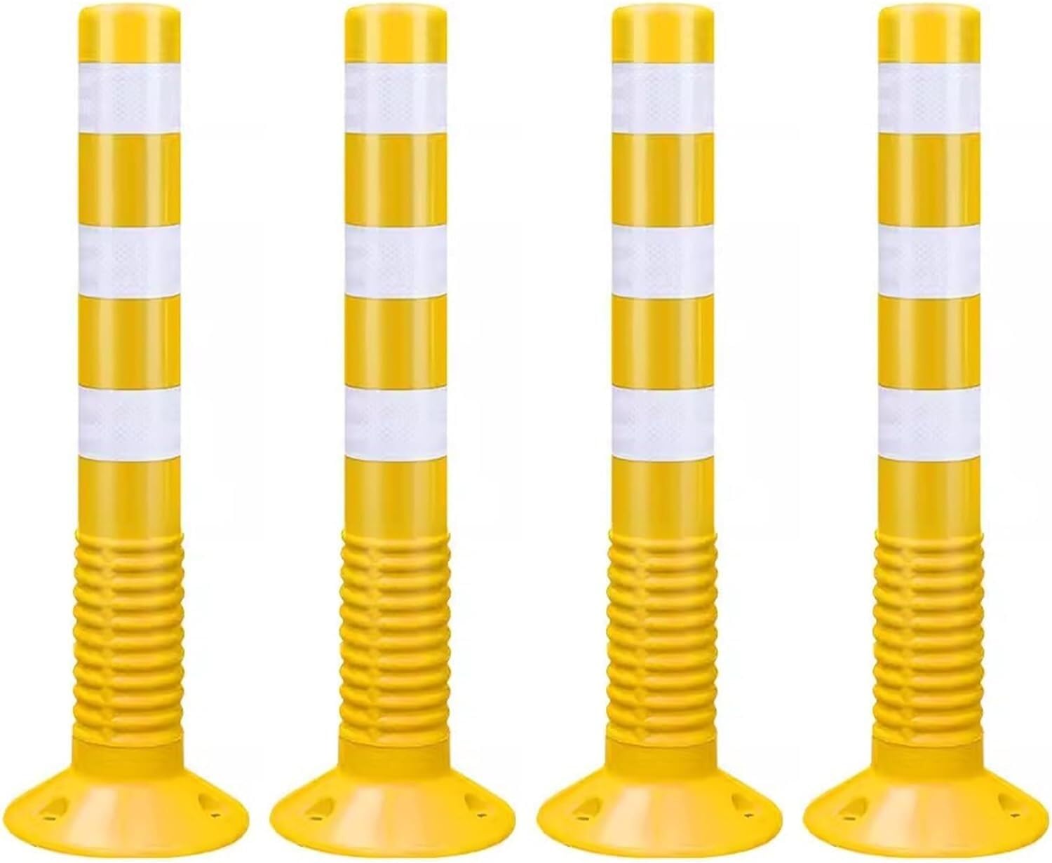 GHHVFEC Soft Rubber Traffic Ber Reflective Safety Cone Yellow Parking Bollard Roadblock Post Standalone Traffic Control Outdoor Safety Equipment