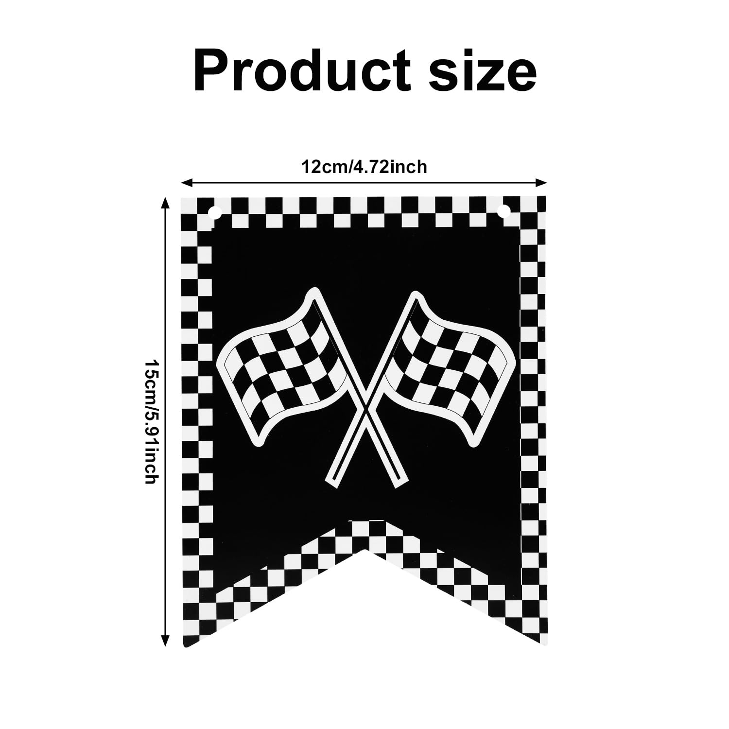 Bannière D’anniversaire Thème Voiture De Course – 3 M De Long, Motif Damier, Lettres Et Drapeaux – Décoration Fête Garçon - 2