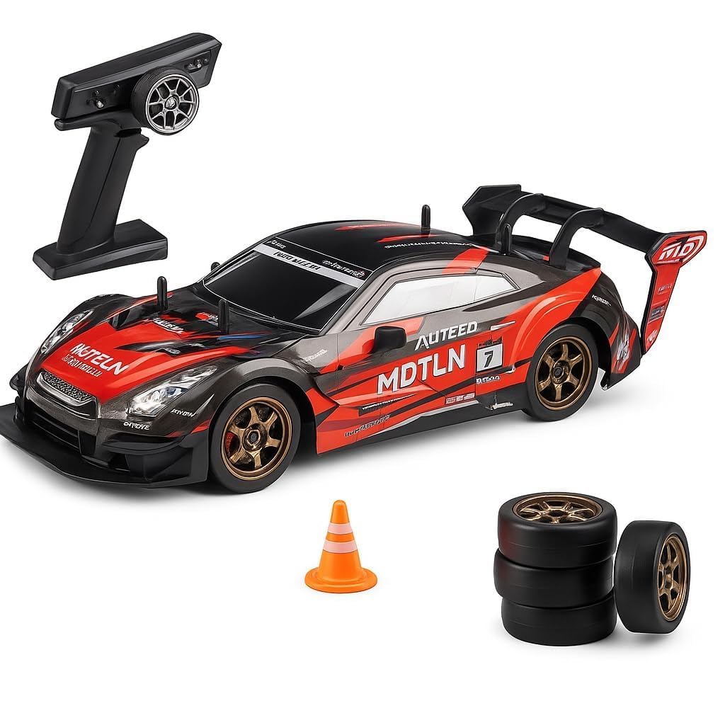 MDTLN RC Drift Car, 1:10 Scale Super GT, 4WD, 2.4GHz, Speed up to 40 km/h, LED Lights, with Extra Drift Tyres-picture-36