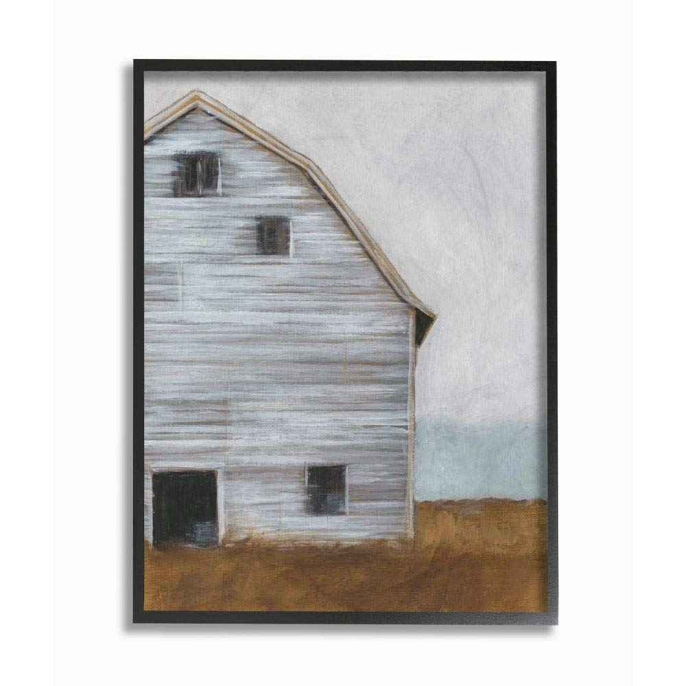 Stupell Industries Worn Old Barn Farm Painted Black Framed Wall Art, 16 x 20, Design by Artist Ethan Harper
