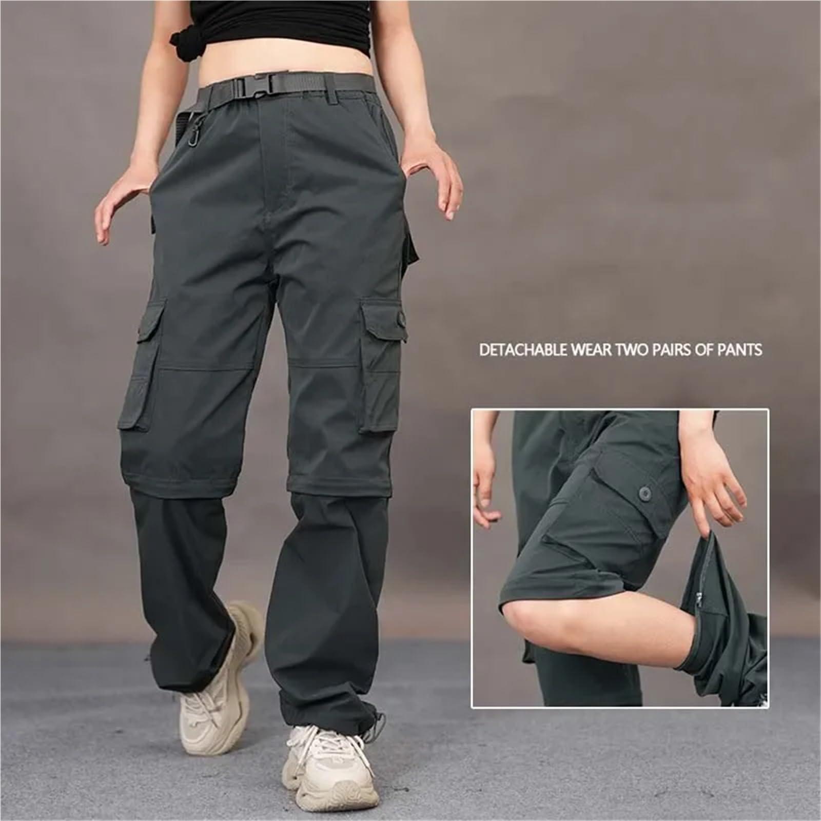 Pantaloni da Trekking Convertibili Uomo, Leggeri e Traspiranti, con Cerniera, for attività all'aperto per Escursionismo, Pesca, Sci E Campeggio