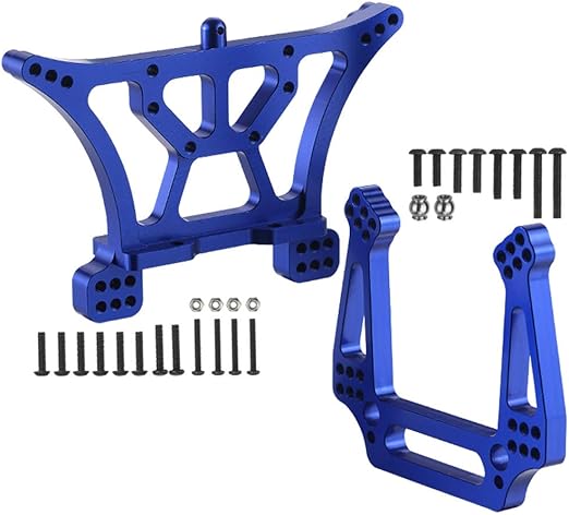 2-Pack Aluminum Front and Rear Shock Tower Set Upgrade Parts for 1/10 Traxxas 2WD Slash Stampede Rustler VXL Blue-Anodized
