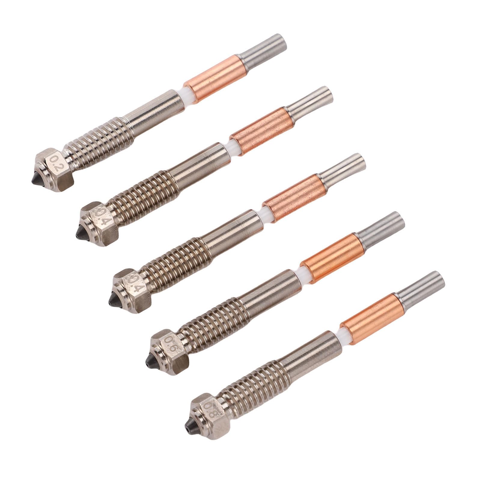 Hyuduo Boquillas Extrusoras Bimetálicas, Acero Endurecido y Aleación de Cobre, Adecuadas para Usuarios de QIDI PLUS 4 0,2 Mm 0,4 Mm 0,6 0,8