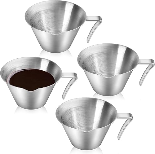Aemygo Paquete de 4 tazas de café expreso con asa, tazas medidoras de café expreso, aptas para lavavajillas, taza de vertido de acero inoxidable disponible en Yaxa Peru