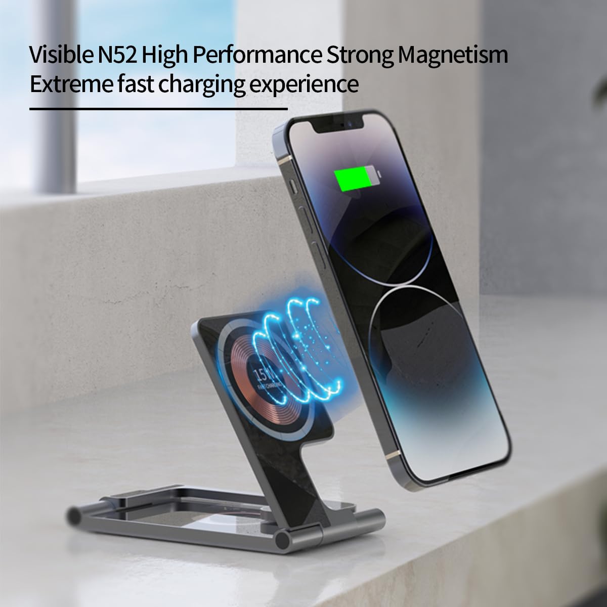 3 in 1 Magnetische Kabellose Ladestation Metall - Dual 15W Schnellladung, Faltbar & Ultra-Slim für Reisen, Büro und Zuhause Kompatibel mit iPhone/Apple Watch/AirPods