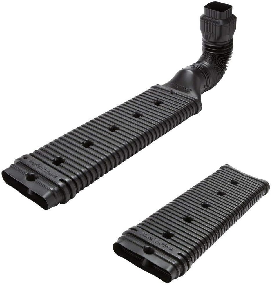 Combo Pack - Low Profile Downspout Adapter Drainage Kit with Additional 24-in. Extension, Black