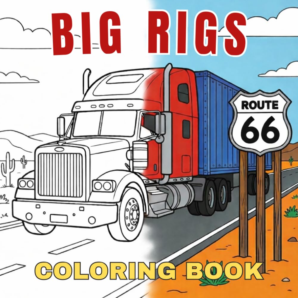 Big Rigs Coloring Book: Bold and Easy American Semi Truck Designs