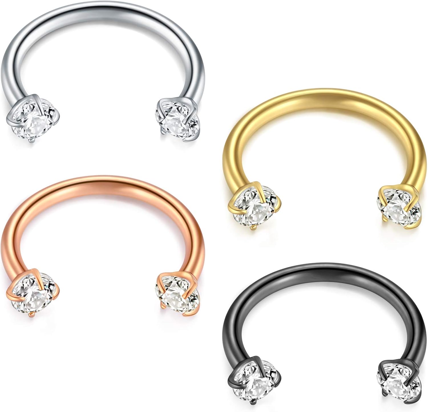 AVYRING 14 Gauge 10mm Clear Diamond CZ Horseshoe Helix Cartilage