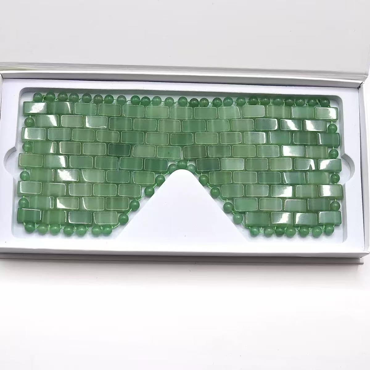 Gua sha stein, Juego de máscara for ojos de orina verde, cristal de jade natural, máscara for dormir, rodillo facial, masaje Gua Sha, verde