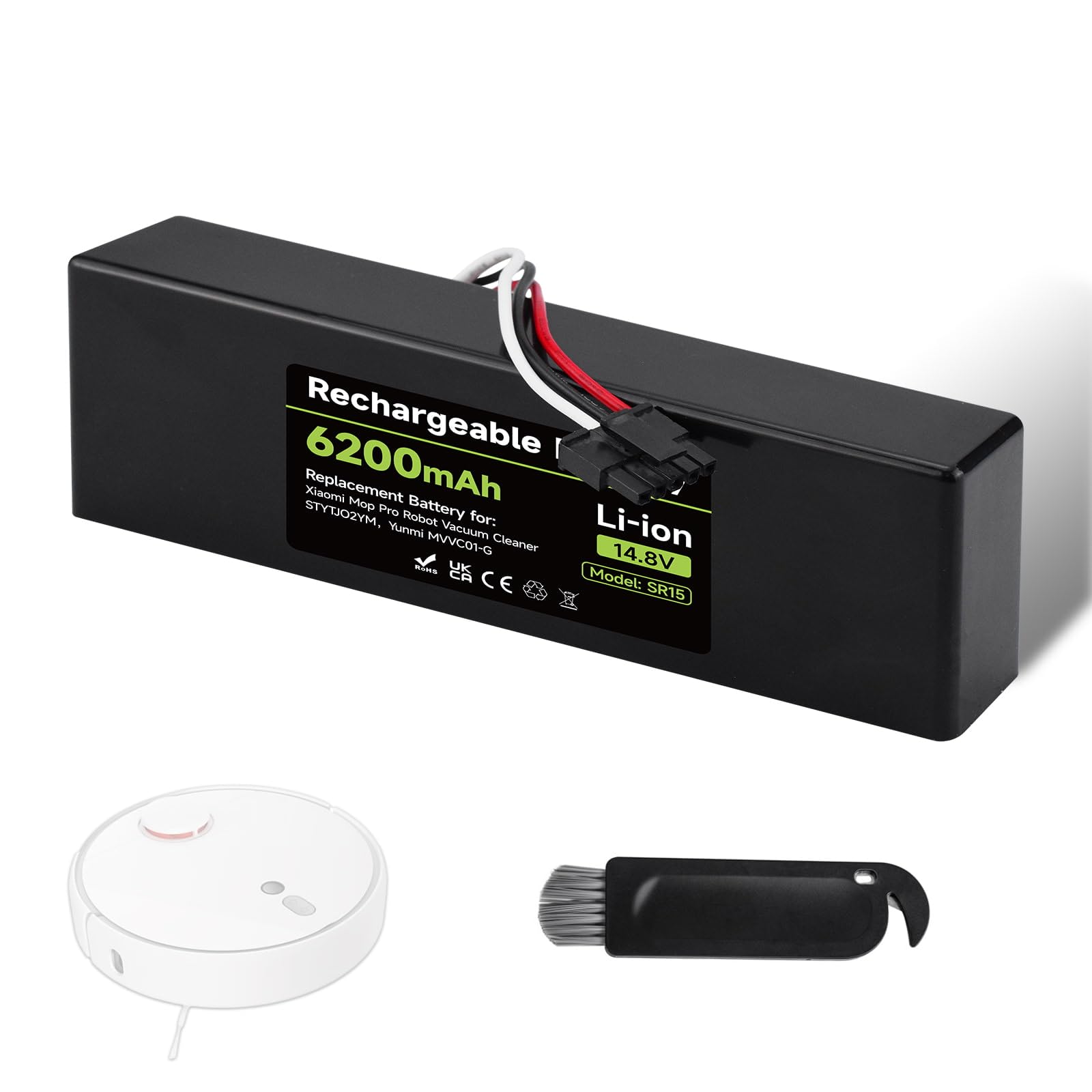 6200mAh 14.8V Batería de Repuesto Compatible con Xiaomi Mop, Mop 2s, Mop Pro, STYTJ02YM, Batería para Xiaomi Robot Vacumm