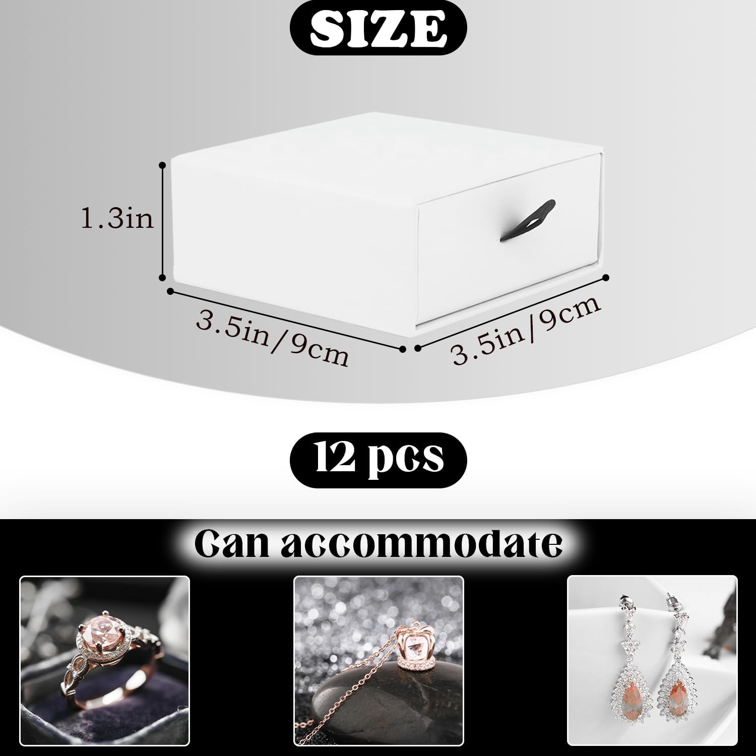 Coobbar Luxury Velvet-Lined Jewelry Gift Box 12-Pack, Compact Drawer Style Organizer for Earrings & Rings, Elegant Bracelet Display Box, Small Jewelry Storage Box, 3.5x3.5x1.26 Inches (White) - Image 2