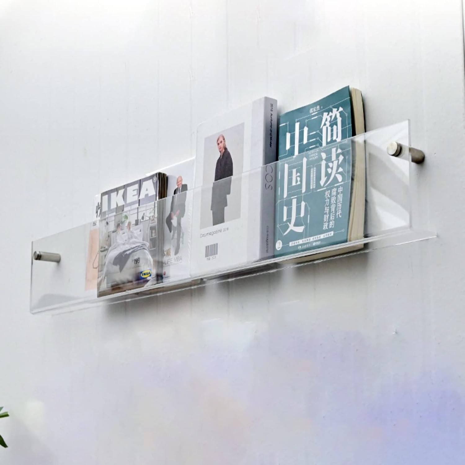 Acrylic Magazine Rack Wall Mount Clear Wall Magazine Storage Holder Stand with