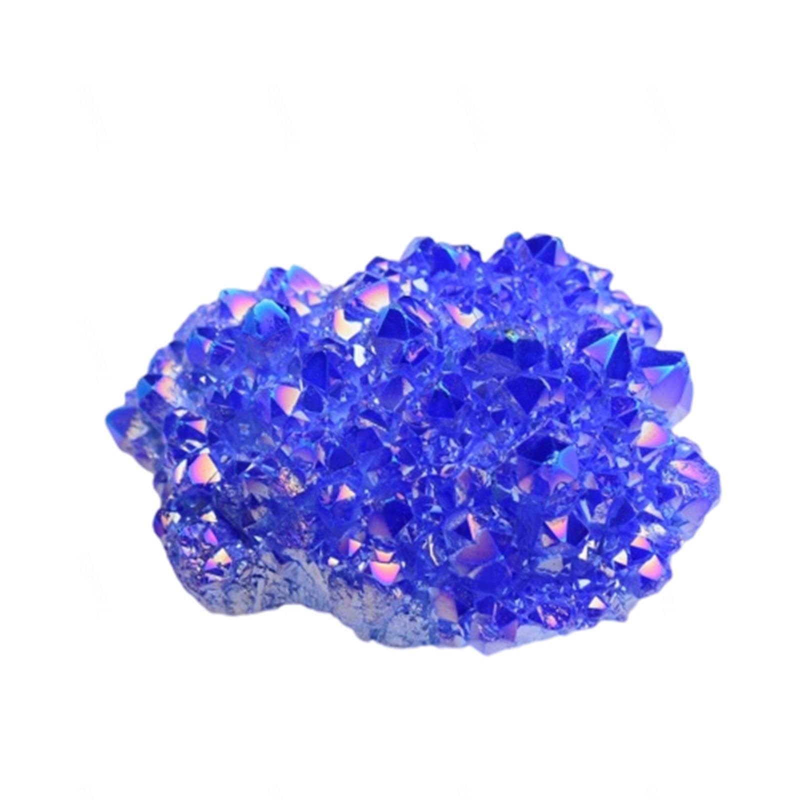 SHFTQXSLAT Blue Crystal Cluster,Rainbow Titanium Coated Quartz Geode Gemstone Figurine, for Home Decoration,Feng Shui,200g