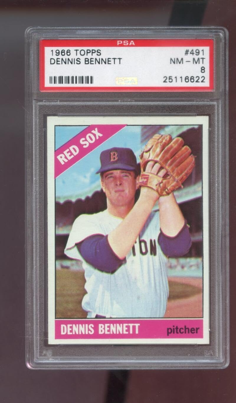 1966 Topps #491 Dennis Bennett PSA 8 Graded Baseball Card MLB Boston Red Sox