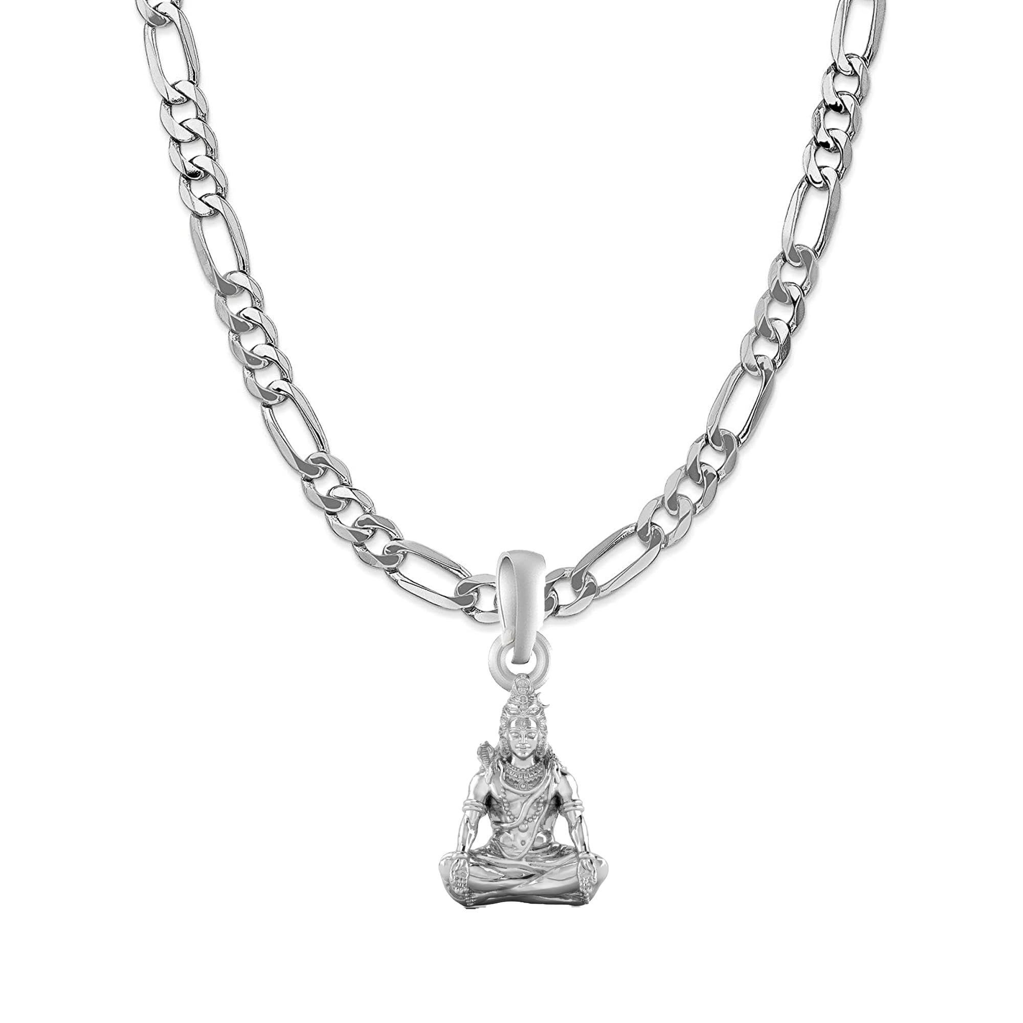 akshat sapphire Sterling Silver (92.5% purity) God Shiva Chain Pendant (Pendant with Figaro Chain-22 inches) for Men & Women Pure Silver Lord Shiv Chain Locket for Good Health & Wealth - MPSF7265-picture-38