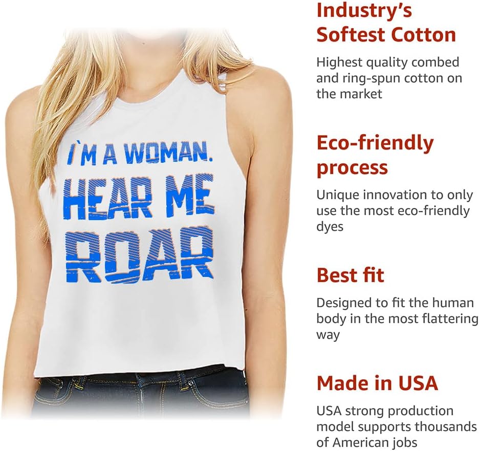Hear Me Roar Racerback Cropped Tank - Unique Women's Tank - Printed Tank Top
