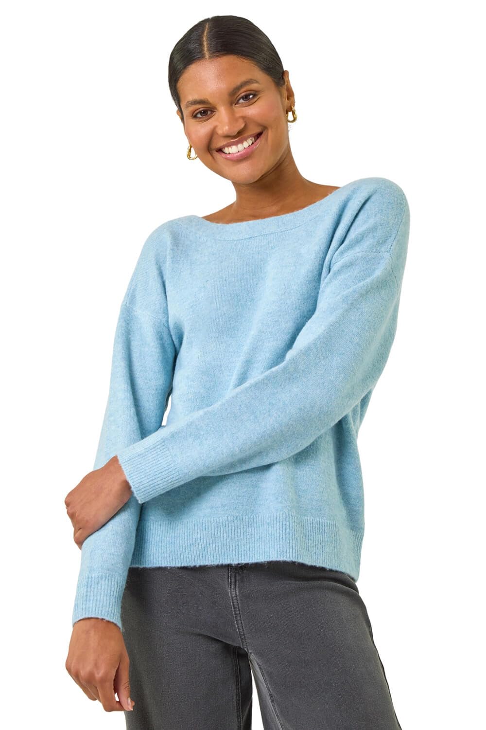 Roman Women's Ribbon Bow Tie Back Jumper in Blue | Size: 14