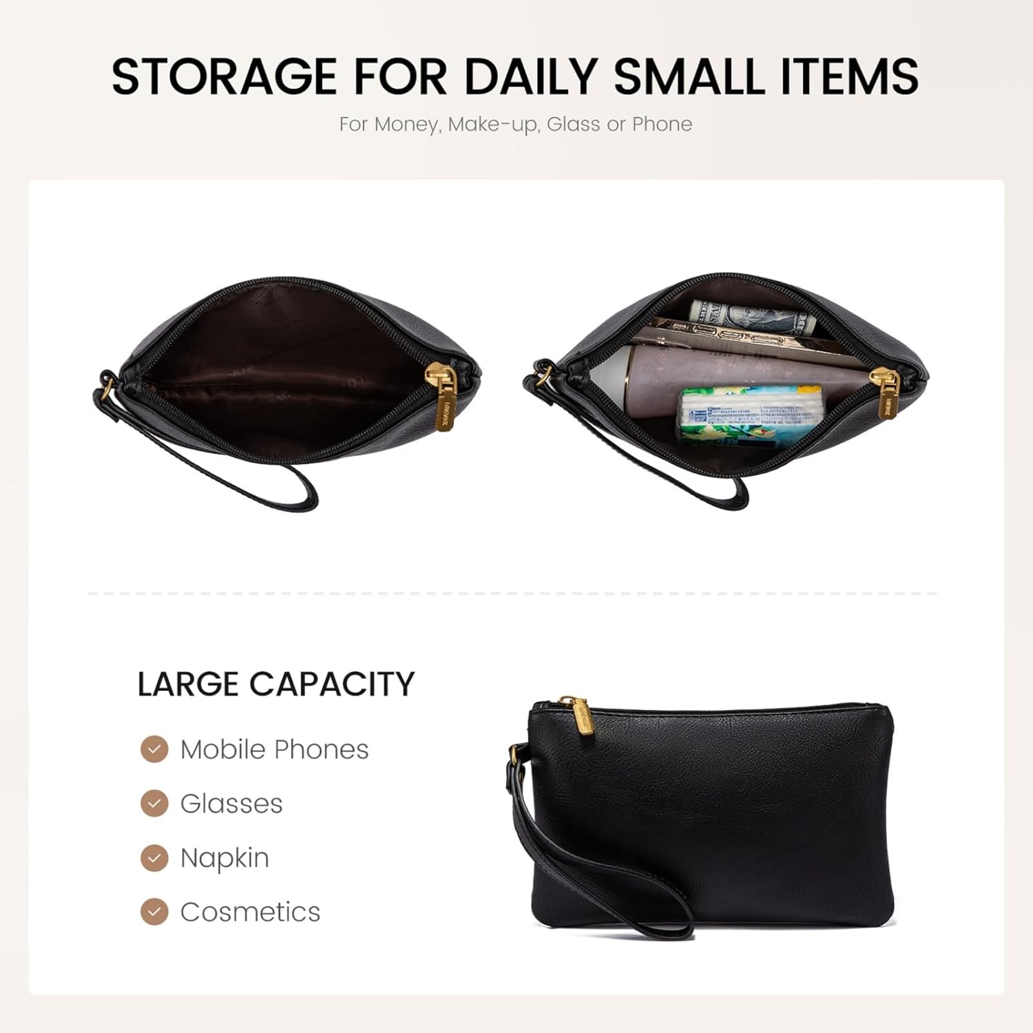 LOVEVOOK Laptop Tote Bag for Women, 15.6 Inch Work Bags, Vintage Leather Tote Bag, Waterproof Computer Bags with Clutch Purse, Large Capacity Messenger Bag for Teacher College Business Office - Image 4