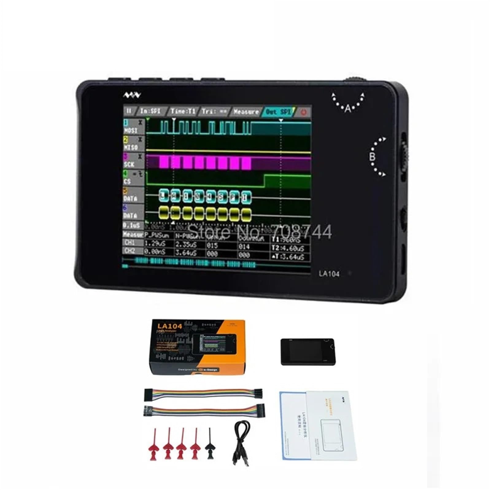 Analizador lógico digital LA104 Mini DSO, pantalla de 2,8", 4 canales, osciloscopio SPI IIC UART programable, 100 MHz máx.(Standard)