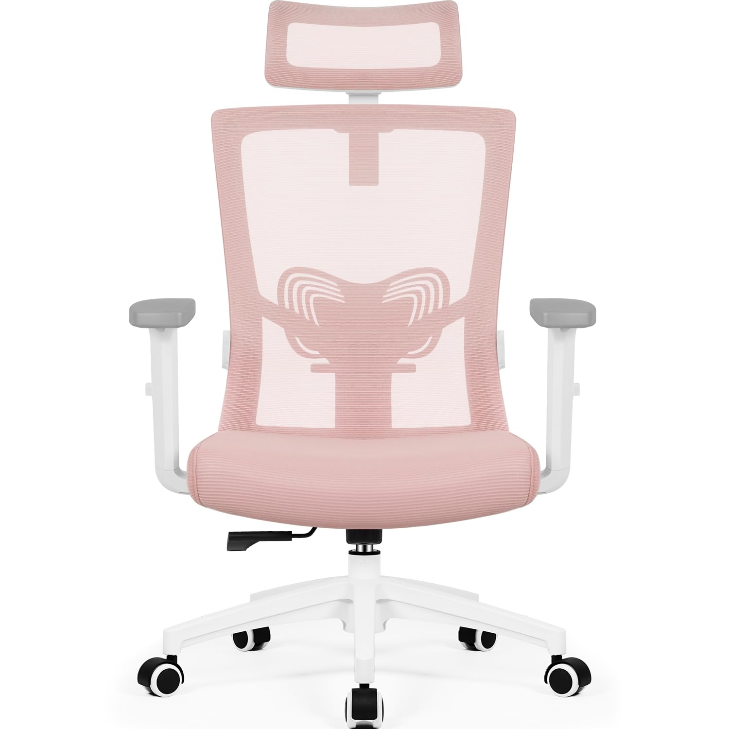 Daccormax Bürostuhl Ergonomisch, Schreibtischstuhl mit Verstellbarer Kopfstütze, Armlehnen, Lendenwirbelstütze, Drehstuhl Wippfunktion bis 135°, Chefsessel aus Mesh,Rückenschonend, Bürostuhl 150kg