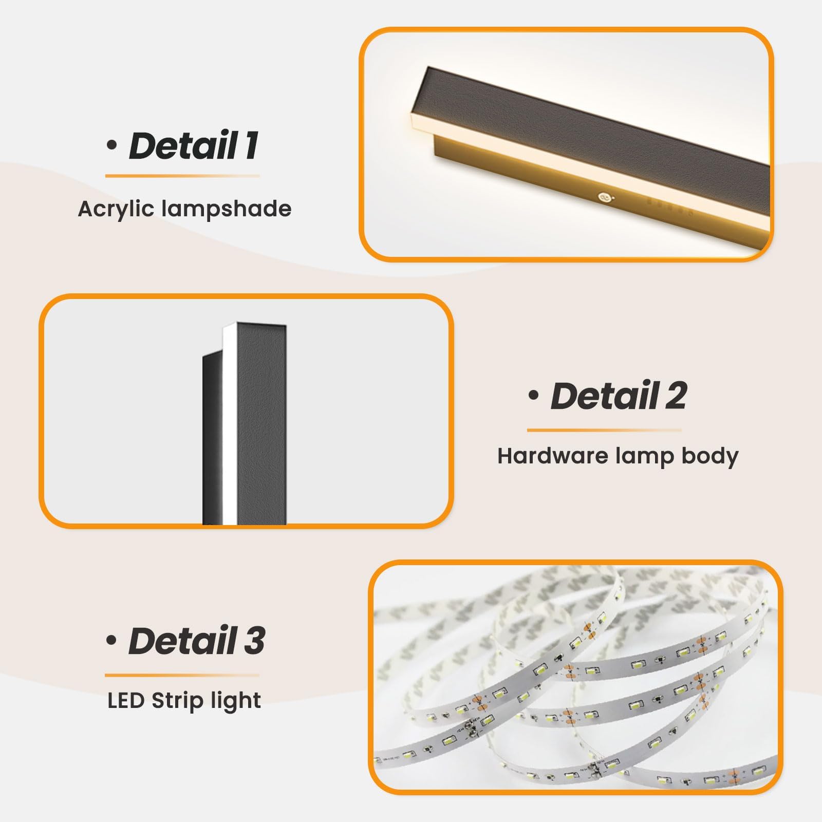 Mikeru 150CM Dimmable Outdoor Long Wall Sconce, LED Outdoor Lights with Mains Power Wall Lighting Fixtures with Memory Function Tricolor Light 3000k/4500k/6000k for Staircase, Garden, Dining Room - 5