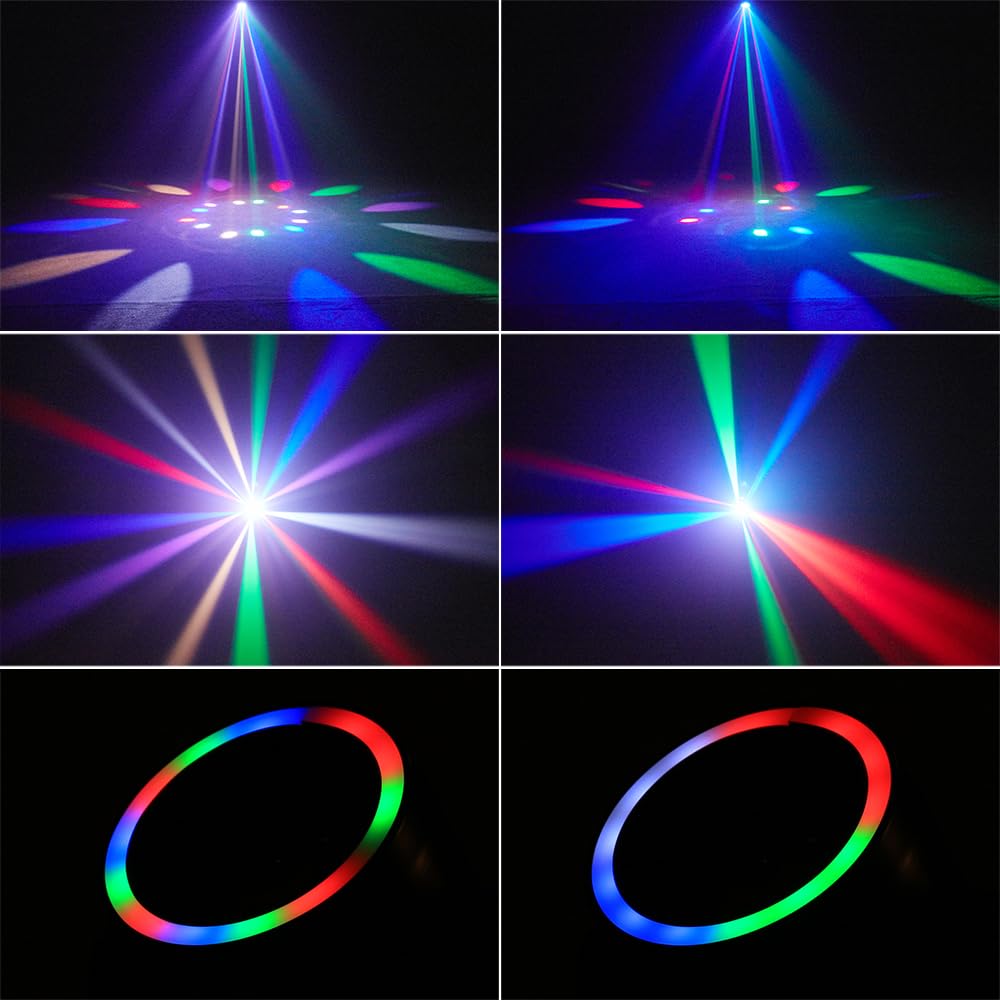 Mini luce a testa mobile, 30 W, luci a LED compatte per palcoscenico DJ, testa mobile occhi d'api con effetti aureola, telecomando/DMX512/controllo del suono per matrimoni, DJ party, discoteca