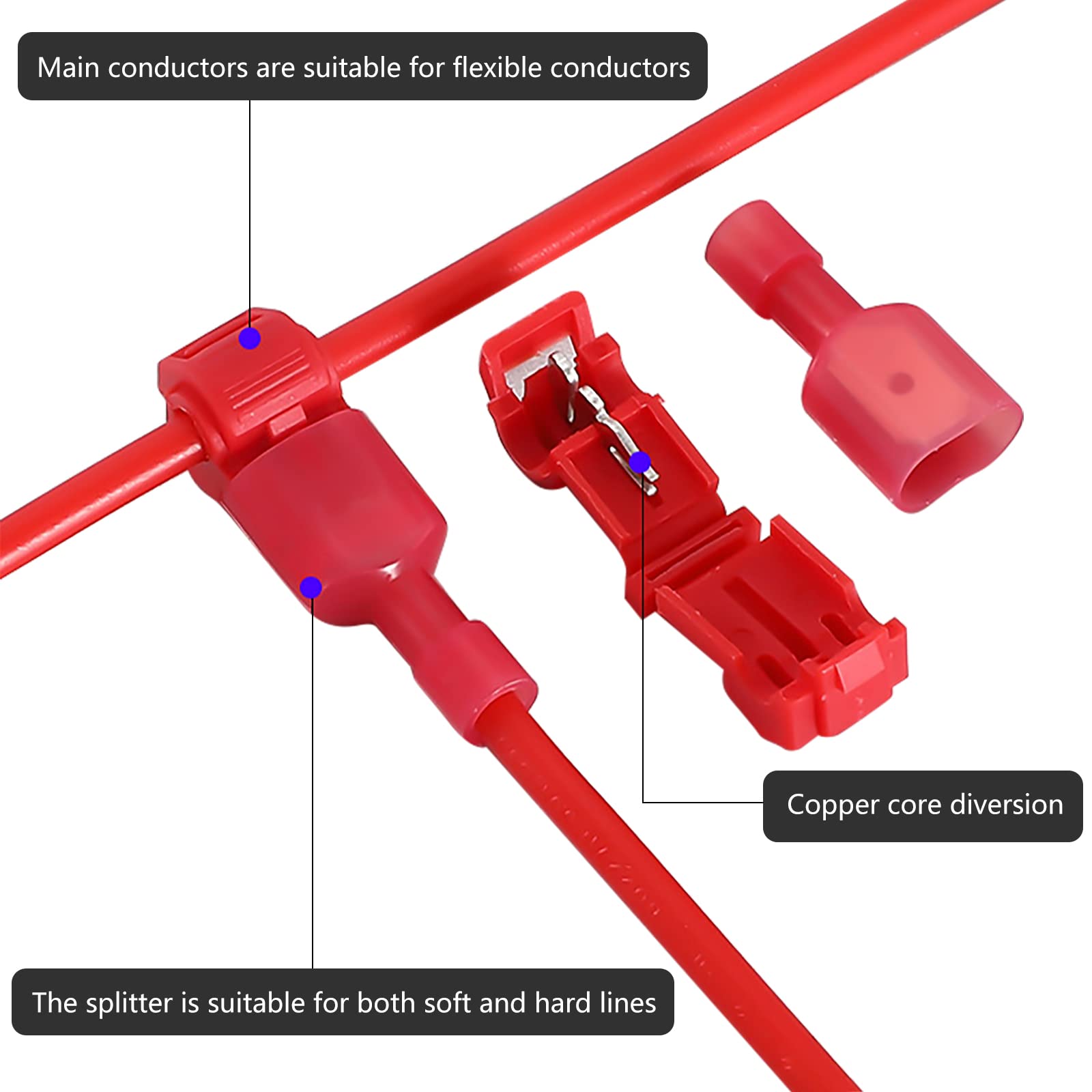 Connettori Per Cavi T-Tap Terminali Per Cavi Elettrici Autospelanti Terminali A Forcella Maschio Isolati A Sgancio Rapido Kit Assortimento Con Custodia,360pcs