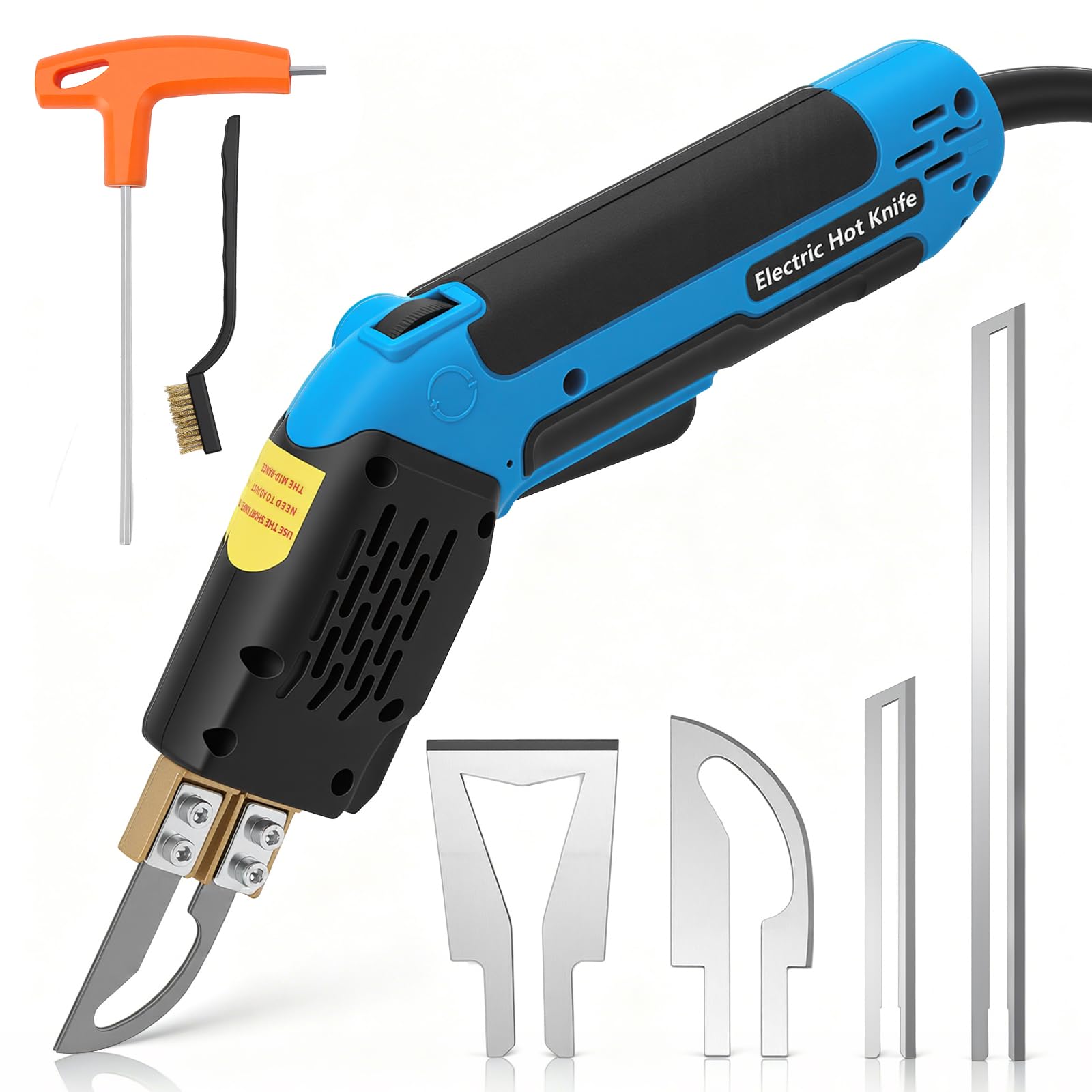 Electric Hot Knife Cutter, 300W Foam Cutter Electric, Adjustable 0–600°C Fast Heating Cutting Tool, Portable Foam Insulation Knife with 4 Blades, for Cutting Belt Fabric Rubber Cloth Sponge KT Board