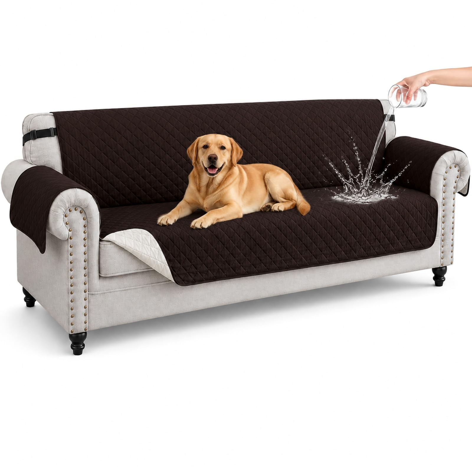 Hiiksolo Reversible Sofa Cover 3 Seater, Water-Resistant Pet Protector