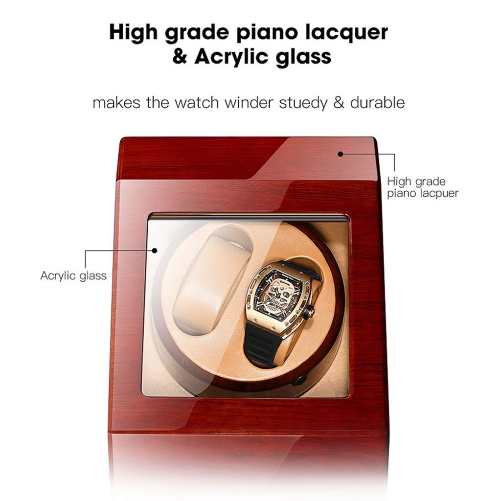 Cajas para Relojes con Doble bobinador automático, Expositor Giratorio con 2+3 Posiciones, Pintura de Piano, Motor silencioso y 5 Modos.,B
