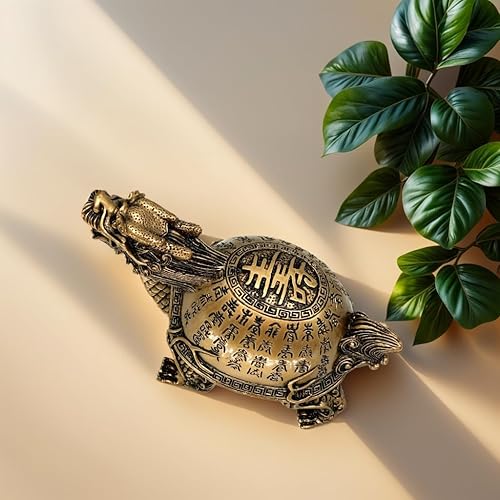 Miniatura 2 de Betterdecor Estatua de tortuga de dragón de Feng Shui Longevity para decoración de oficina en casa - 5 pulgadas de largo