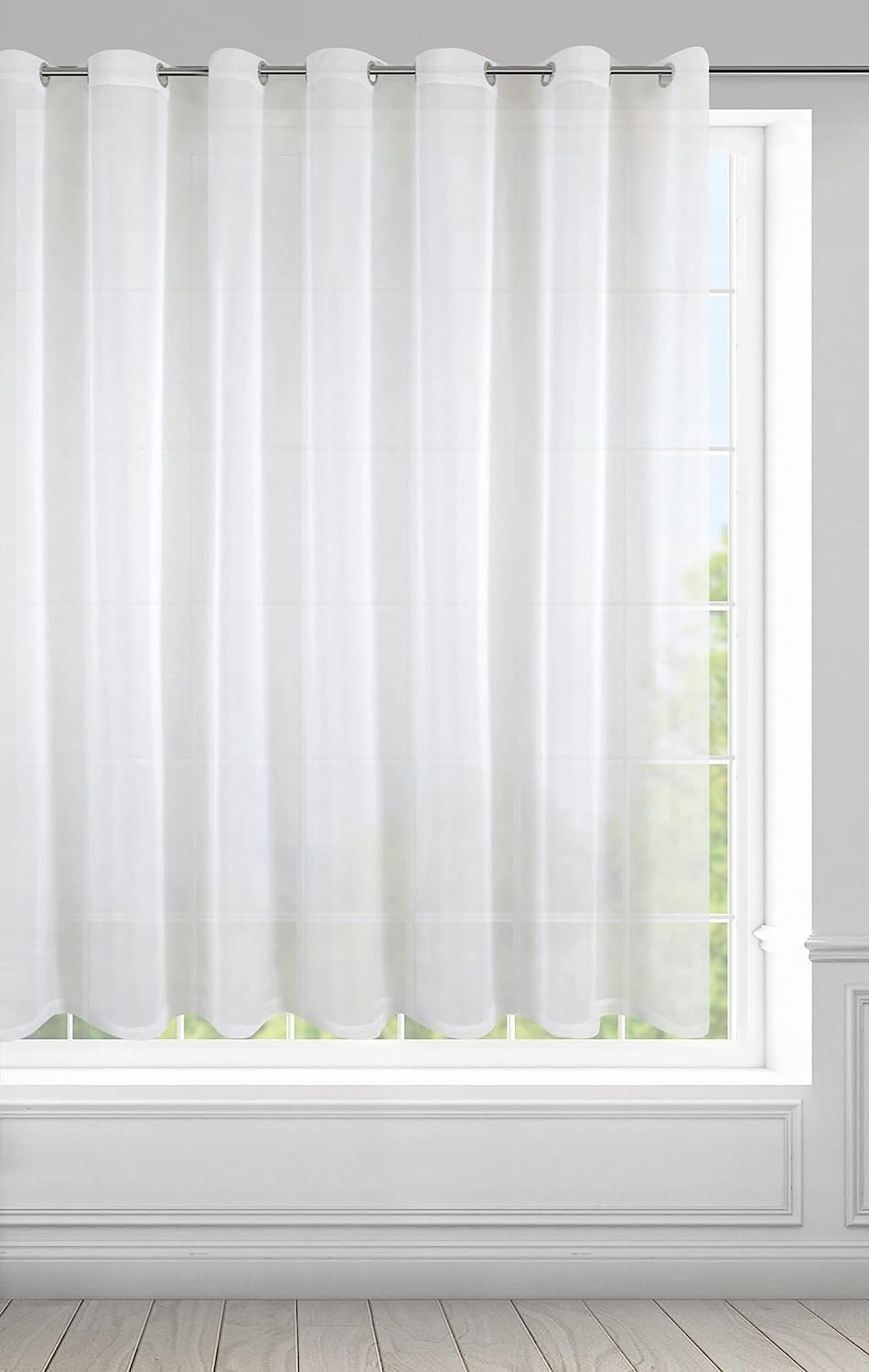Eurofirany FRIDA Voile Gardine Vorhang mit Ösen - 1 Stk. Transparent Gardine Leinenoptik Durchsichtig Einfarbige für Schlafzimmer Wohnzimmer Kinderzimmer, 400x150cm, Weiß