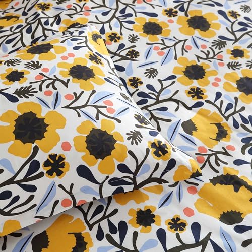 Image of Marimekko - King Duvet Cover Set, Cotton Percale Reversible Bedding with Matching Shams, Floral Home Decor (Mykero Multicolor, King)