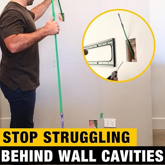 Rack-A-Tiers, The Ferret (13 ft) EP04M - Cable Pulling & Fishing Tool, Fiberglass-Reinforced Polymer Fish Tape with Guide Wheel and Steel Hook, Cable Fishing Rod, Wire Draw Tape