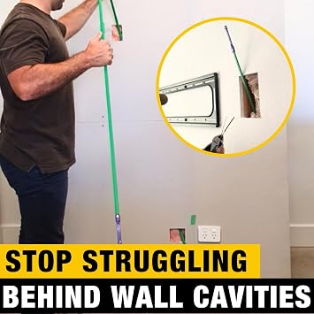 Rack-A-Tiers, The Ferret (13 ft) EP04M - Cable Pulling & Fishing Tool, Fiberglass-Reinforced Polymer Fish Tape with Guide Wheel and Steel Hook, Cable Fishing Rod, Wire Draw Tape