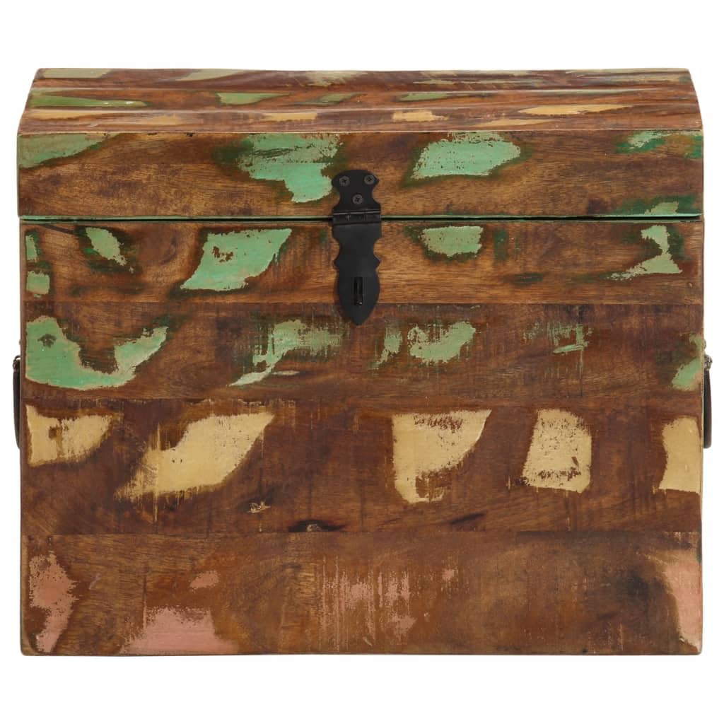 Baúl de madera reciclada, estilo antiguo, sólido, resistente y duradero, almacenamiento para el hogar, hecho a mano con carácter vintage, grano único y agujeros para clavos