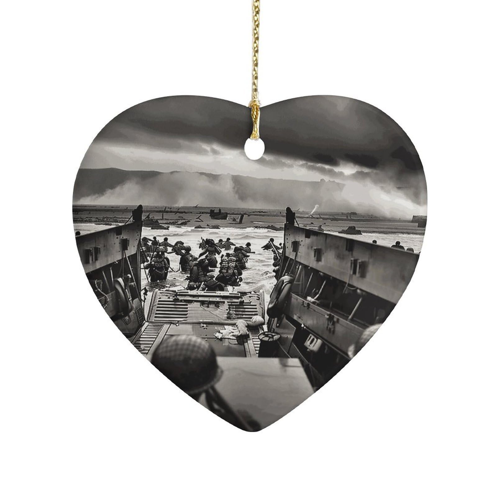 Fekiloot Style Photo Of Normandy Landings Ceramic Ornament Home Decor Keepsake