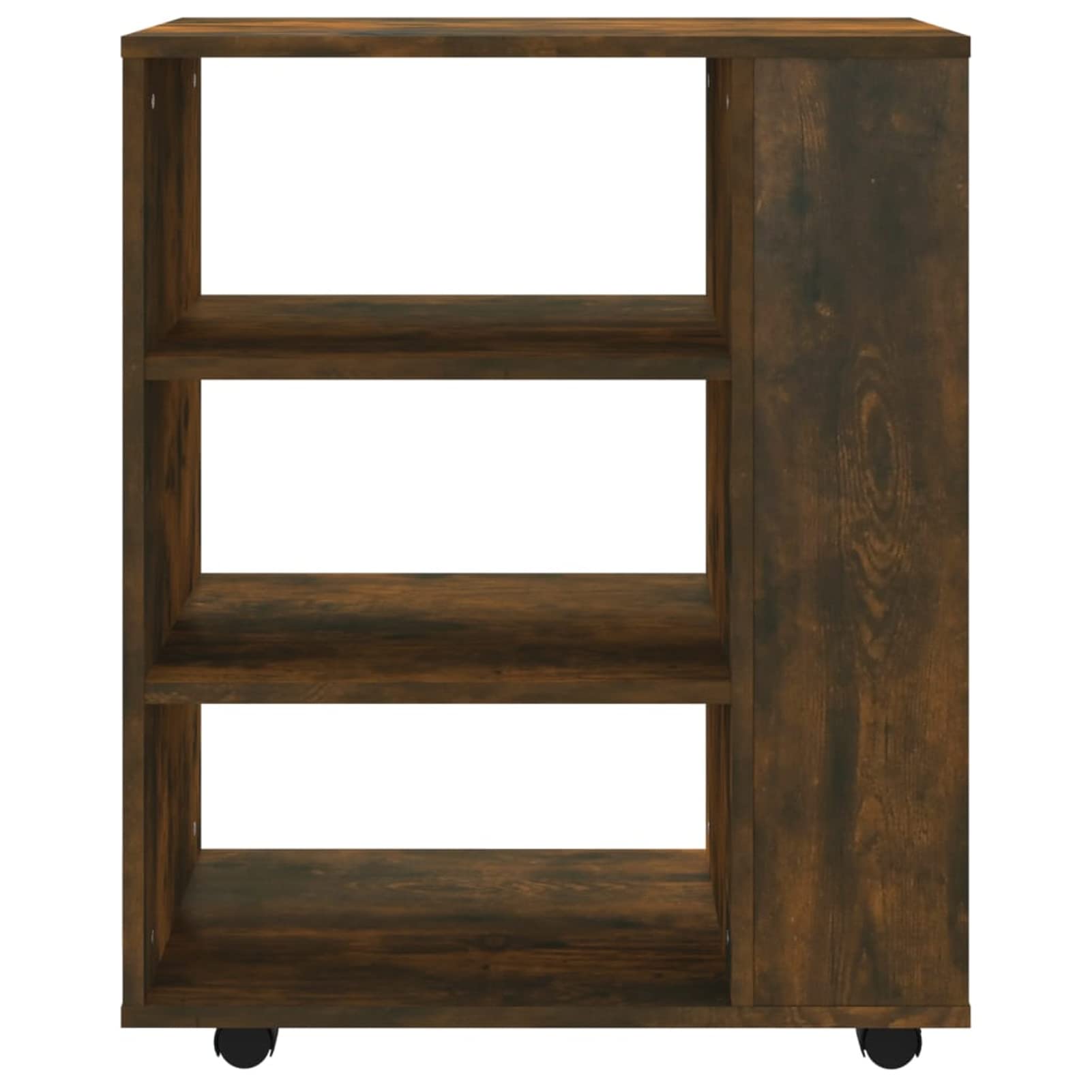 Armadietto con Ruote Rovere Fumo 60x35x75 cm Legno Multistrato,Carrello Porta Stampante, Mobiletto con Ruote, Supporto per Stampante in Legno, Classificatore per Documenti per Studio, Ufficio