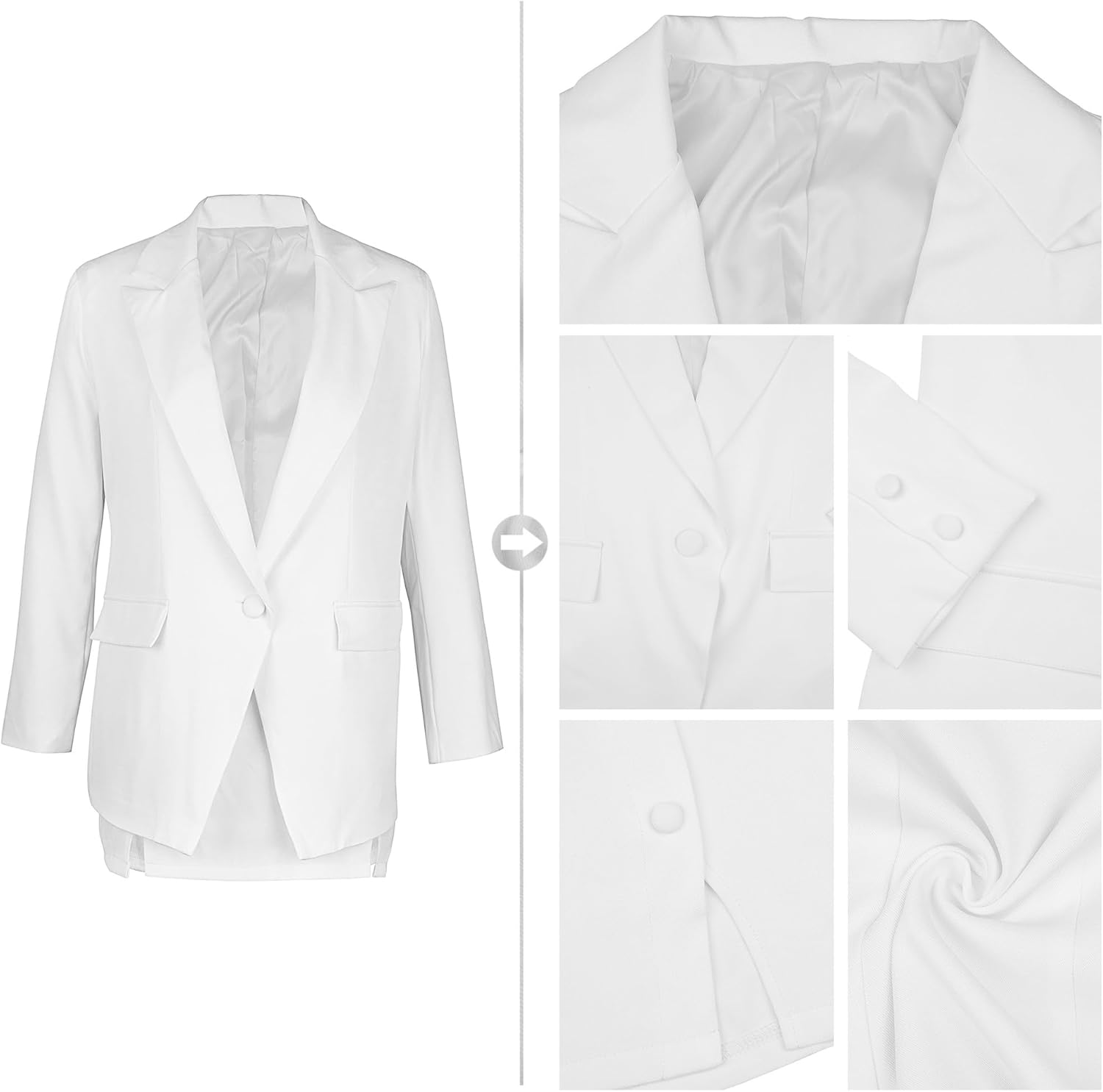 Women's 2 Piece Blazer and Skirt Suits, Open Front Blazer Jackets + Side Slit Mini Skirts - Image 3