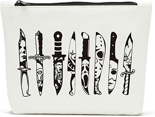 Horror Movie Merchandise Cosmetic Bag Horror Movie Gifts Decor skull Movie Inspired Horror Fan Lover Gift Black Knife Toiletry Bag Organizer for Her Wife Birthday Anniversary Halloween