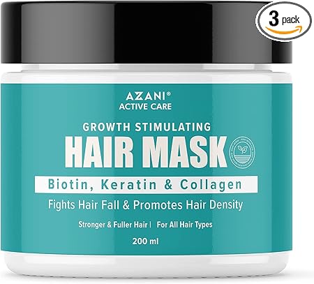 Azani Biotin Collagen Keratin Hair Mask for Hair Fall Control - 600 ml | Hair Repairing Treatment for Dry & Damaged Hair | Hair Mask with Collagen Hair Vitamin Complex for Best Hair Repair & Nourishment