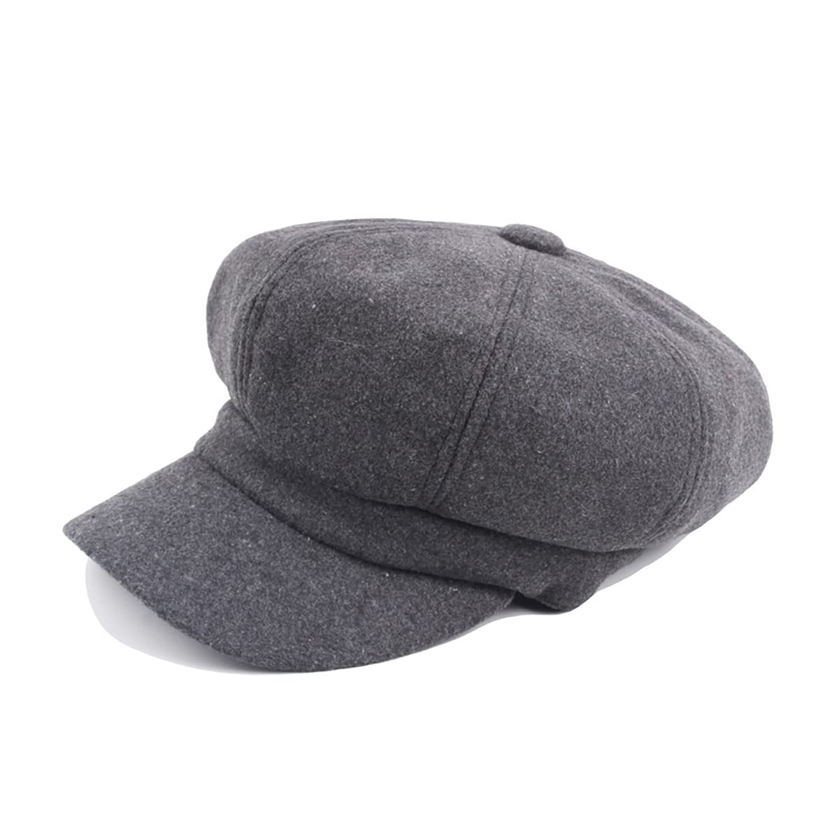 Van Der Linn 8 Panel Newsboy Cabbie Cap for Women, Visor Beret Peaked Winter Hat (Dark Grey)