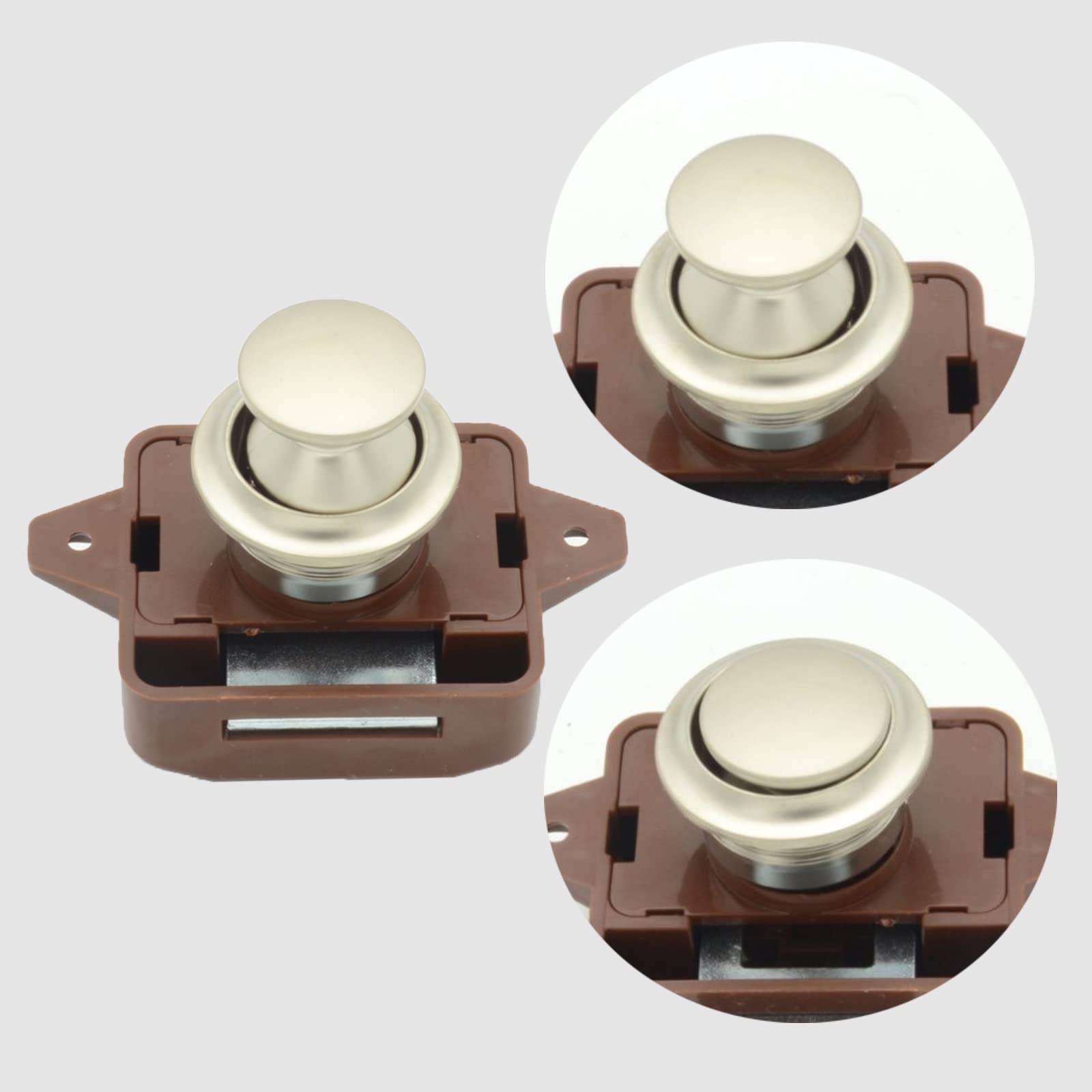 Vastsea 2 Pezzi Caravan Push Lock, Senza Chiave Chiusura Della Porta a Pulsante, Pulsante Per Serratura Armadio, per Camper, Caravan,Furgone, Yacht, Cabinet Door