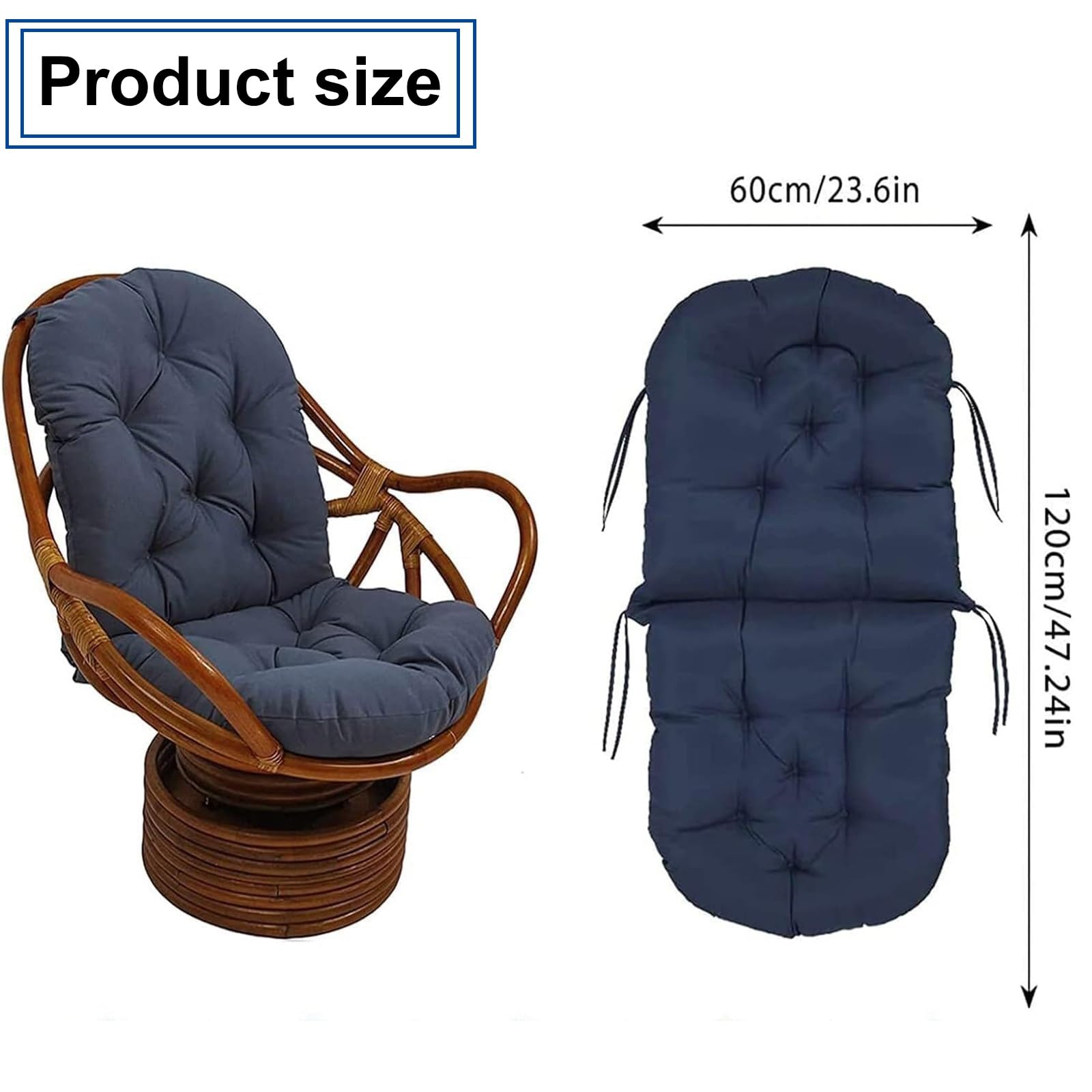 Coussin De Chaise à Bascule Pivotant, Rembourré En Rotin Papasan, Imperméable Pour Extérieur, Canapé, Jardin Ou Terrasse (gris Foncé