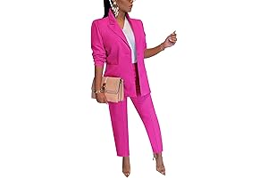Women's Blazer and Pants 2 Piece Pink Pant Suit for Women Plus...