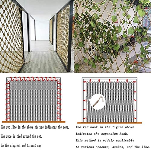 Rete da Arrampicata per Interni, Spessore 8 mm, Maglia 12 cm per la Sicurezza del Parco Giochi, Protezione dei Bambini, Corda di Canapa Resistente, Dimensioni: 3x6 m, Perfetta per Giardino e