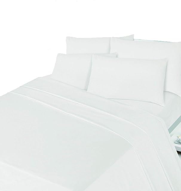 Thermal flannelette 100% brushed cotton flat sheets Or Pillow Pair plain luxury new (Double Flat Sheet, White)