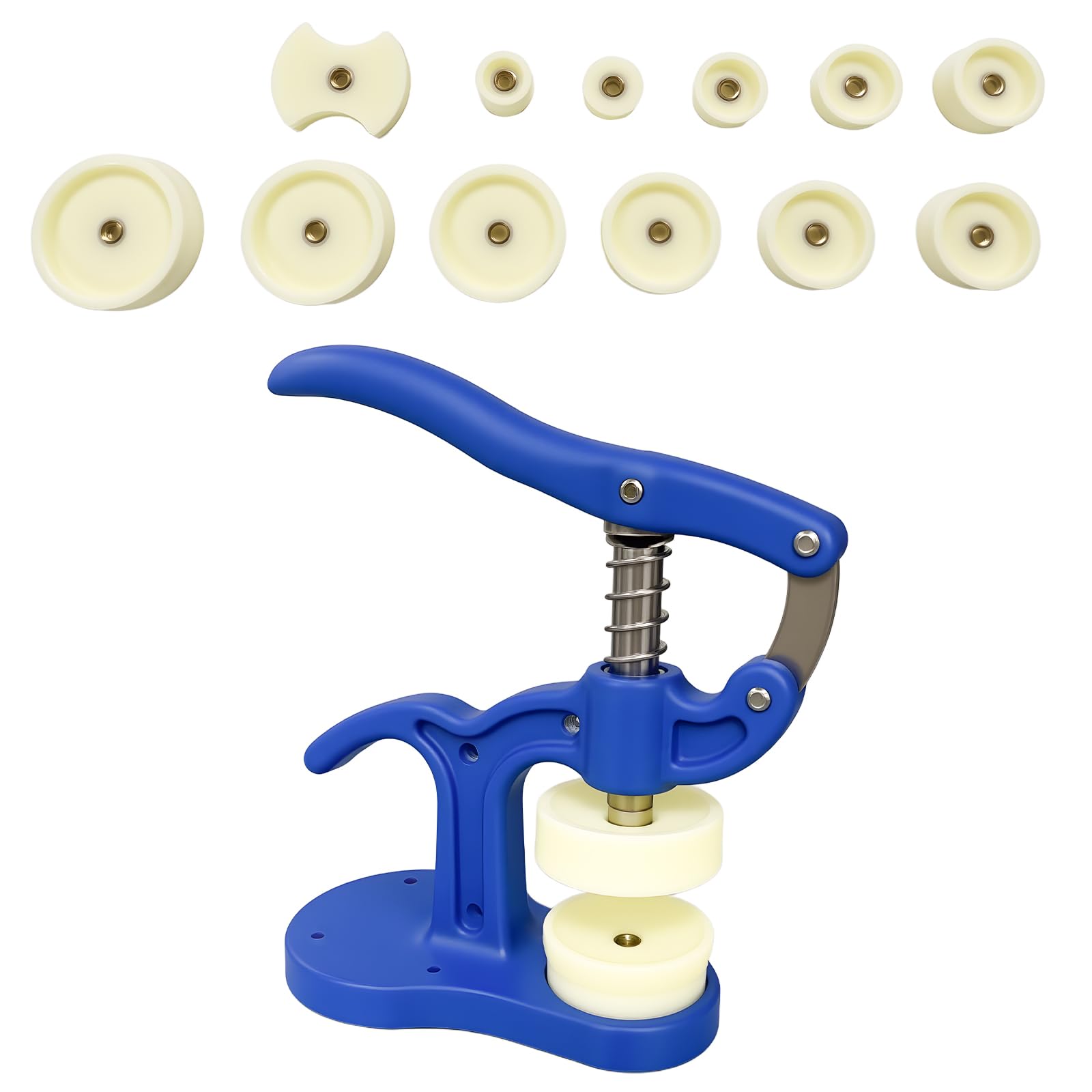 Watch Back Case Press Tool Kit, Essential Watch Repair Tool Kit for Watchmaker Battery Replacement & Crystal Fitting, 5-50mm Blue Plastic Press with 12 Dies - 1