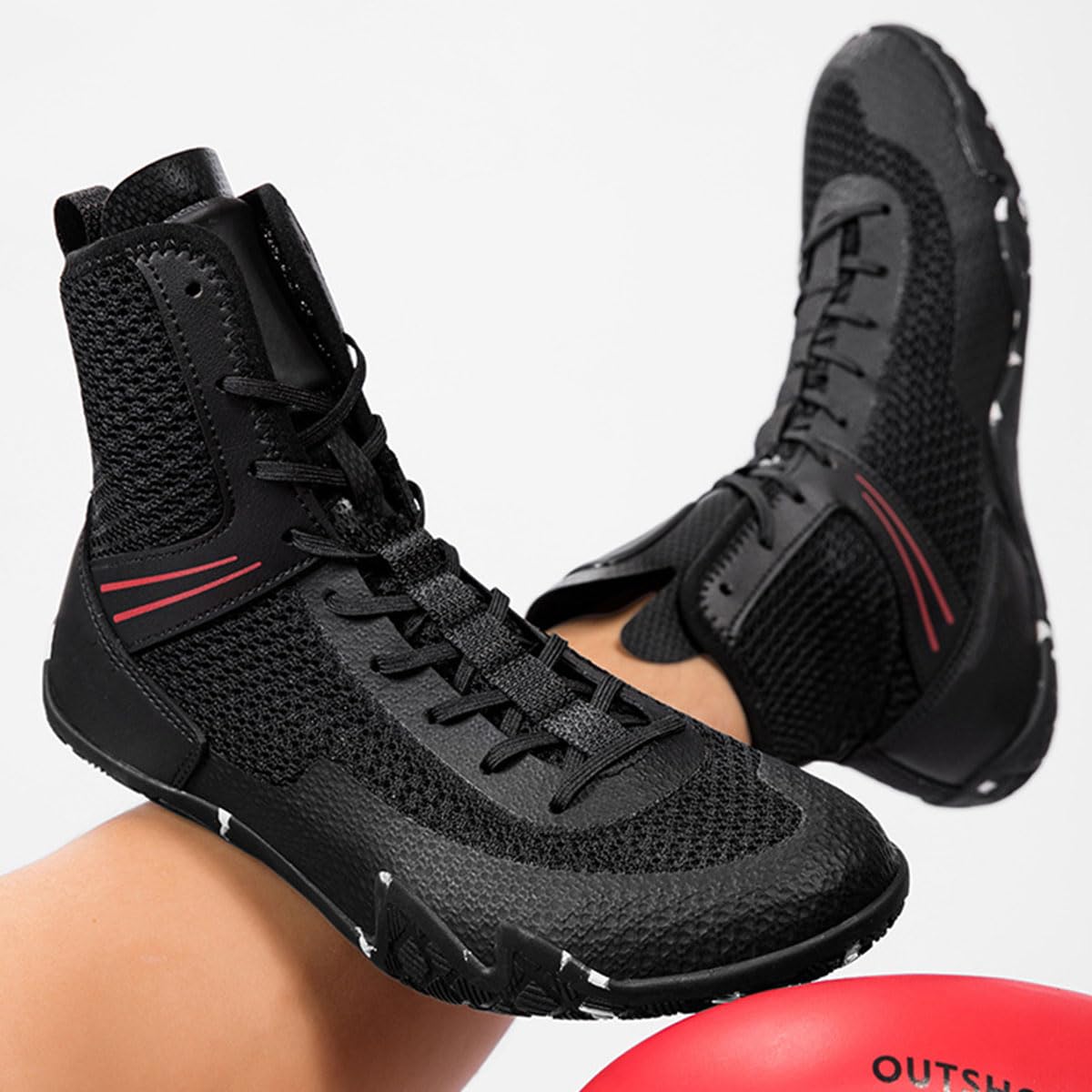 Scarpe da Boxe & Wrestling Professionali Stivali da Boxe per Uomo Donna per Sollevamento Pesi, Palestra, Squat Stacco